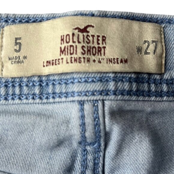 Hollister Denim Shorts Womens Size 5 High Rise Blue Light Wash Distressed Fray - Picture 8 of 12